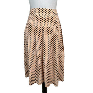 Talbots Skirt size 12 Peach Black Diamonds Knee Pleated Modest Career Church